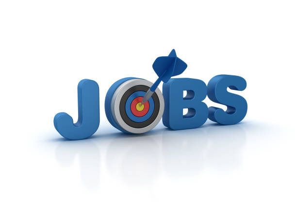 istock Jobs 3D Word with Target and Dart - 3D Rendering 956905756