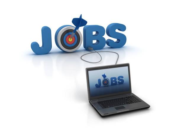 istock Jobs 3D Word with Target and Dart - 3D Rendering 956905810