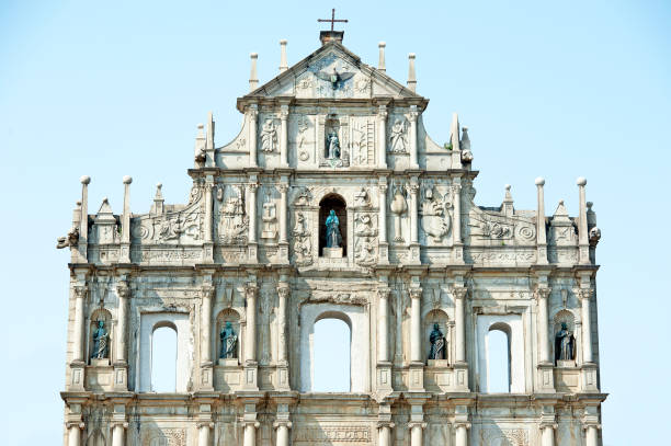 zrujnowana symetria, st. paul's, makao, chiny - st pauls church zdjęcia i obrazy z banku zdjęć