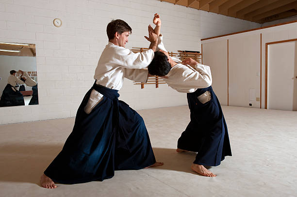 men practicing aikido martial arts - 4606 뉴스 사진 이미지