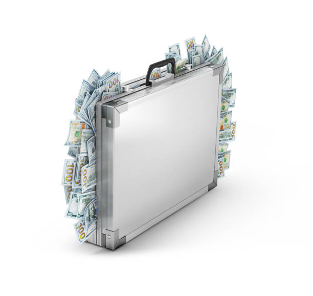 istock A suitcase from which stick out money.3d illustration 956924944