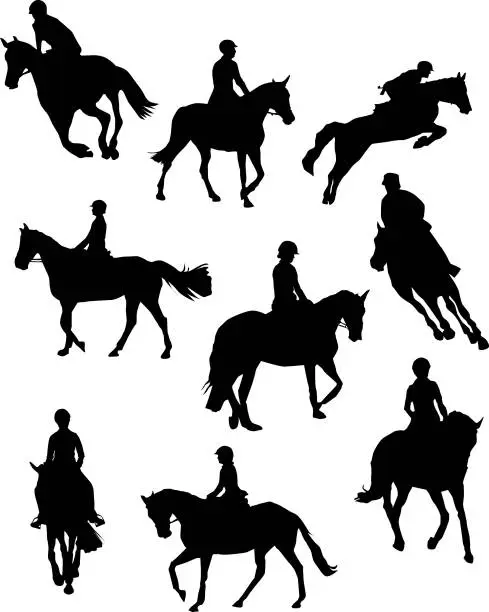 Vector illustration of equestrian dressage outline