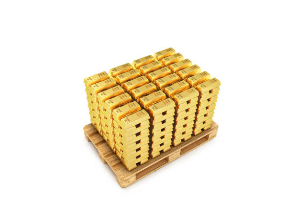istock gold bars in potonda isolated on white background..3d illustration 956932926