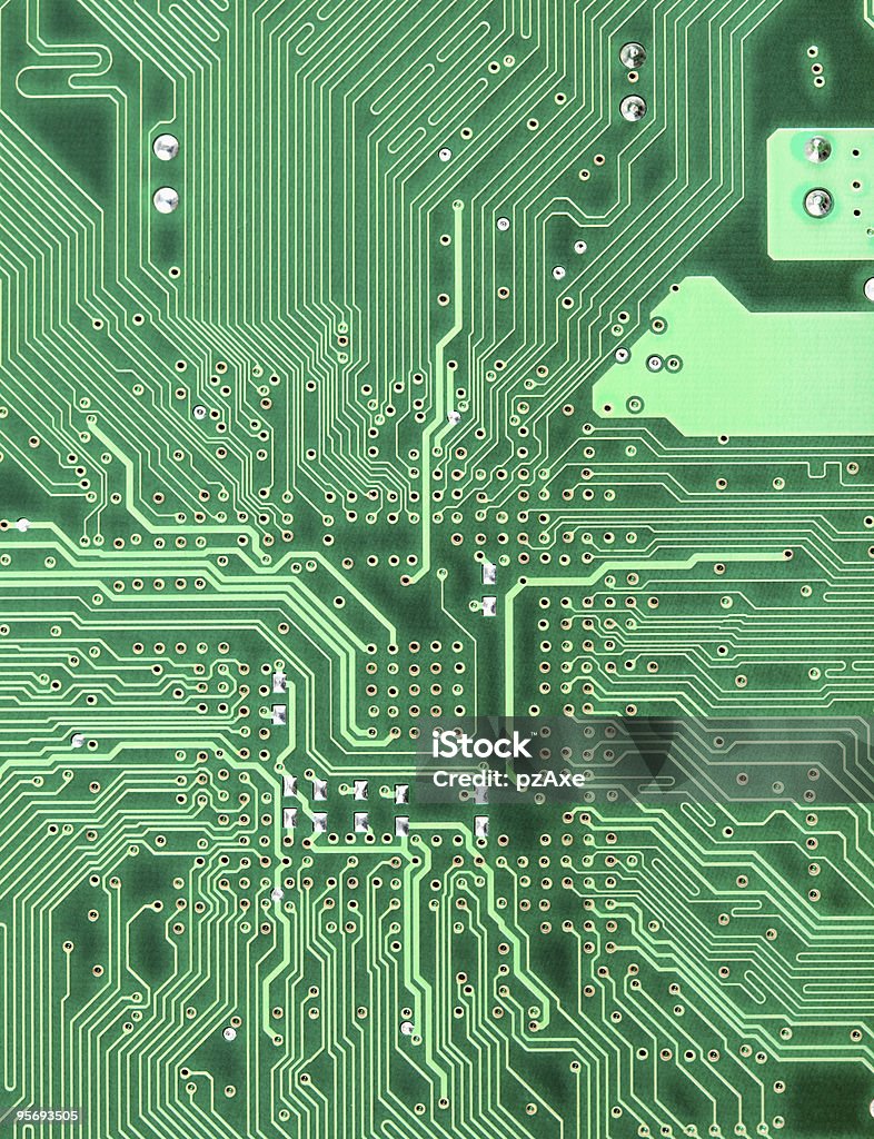 Фон из зеленых circuit board крупный план - Стоковые фото Компьютерная микросхема роялти-фри