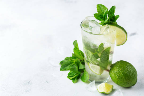 istock Classic alcohol cocktail mojito with rum, soda, lime and mint 956940360