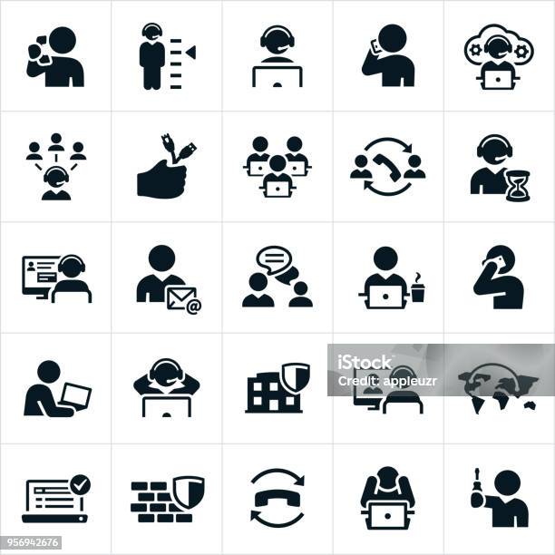 Help Desk Icons Stock Illustration - Download Image Now - Icon Symbol, Service, Customer Service Representative