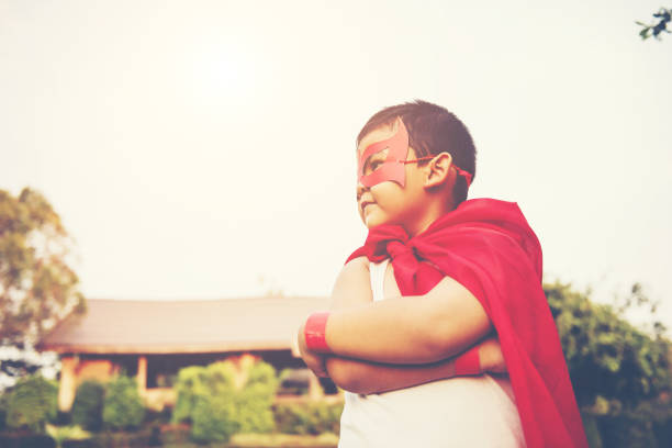Super boy standing show power strong to fly