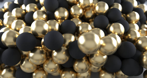 istock Black And Golden Realistic Spheres Close Up.3D Rendering 956951330