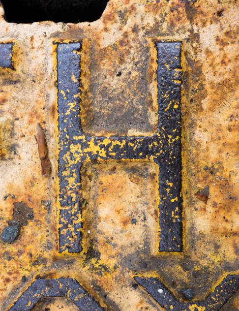 Written Wording in Distressed State Typography Found Letter H