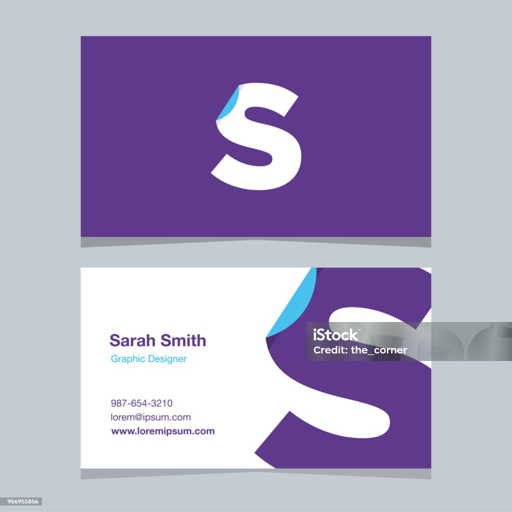 Logo alfabet letter "S", met de sjabloon voor visitekaartjes. - Royalty-free Letter S vectorkunst