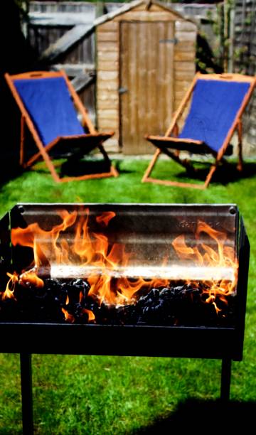 istock Flaming barbecue in a garden 956966966