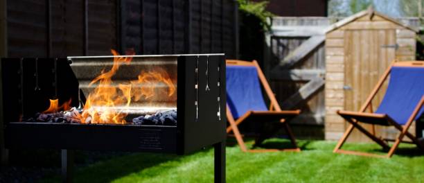 istock Flaming barbecue in a garden 956968212