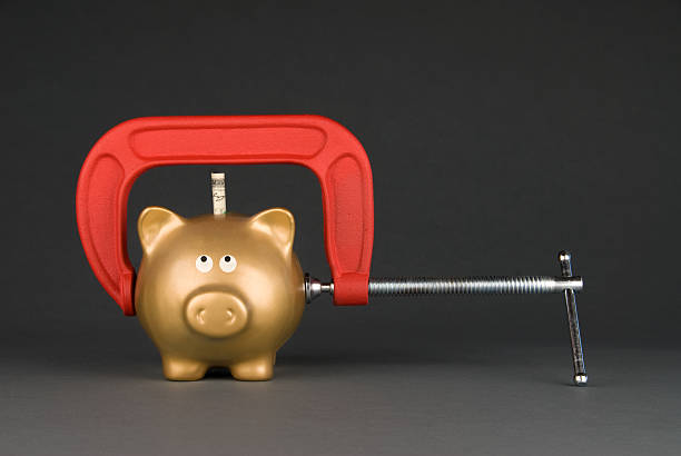 istock Piggy bank being squeezed 95697033