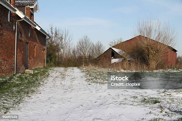 Photo libre de droit de La Neige Dans Le Pays banque d'images et plus d'images libres de droit de Arbre - Arbre, Bâtiment agricole, Entrepôt