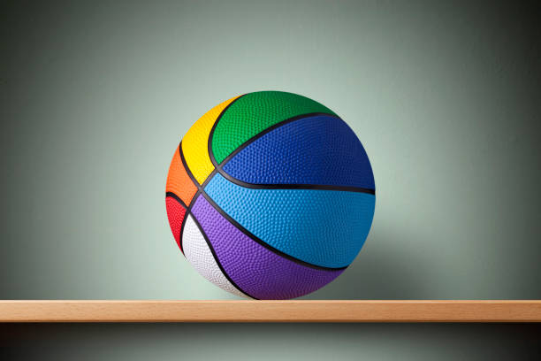 istock Colored basketball on the shelf 956975408