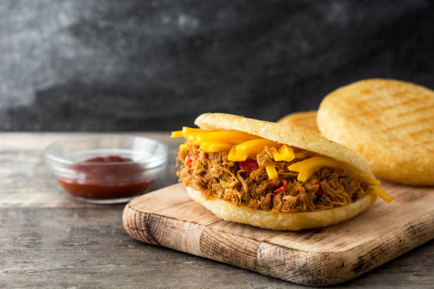 istock Arepa with shredded beef and cheese 956976280