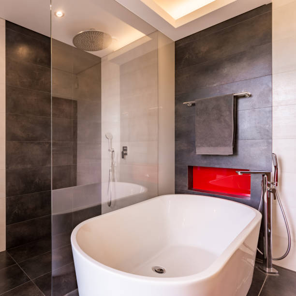 istock Bathroom with bathtub and shower 956978006