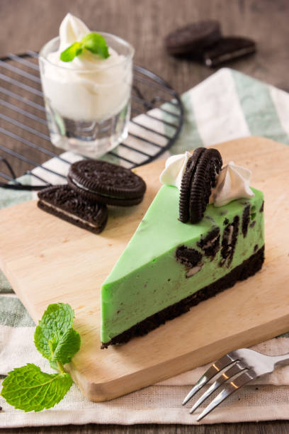 istock sweet delicious dessert , mint cheese cake with chocolate biscuit 956981464
