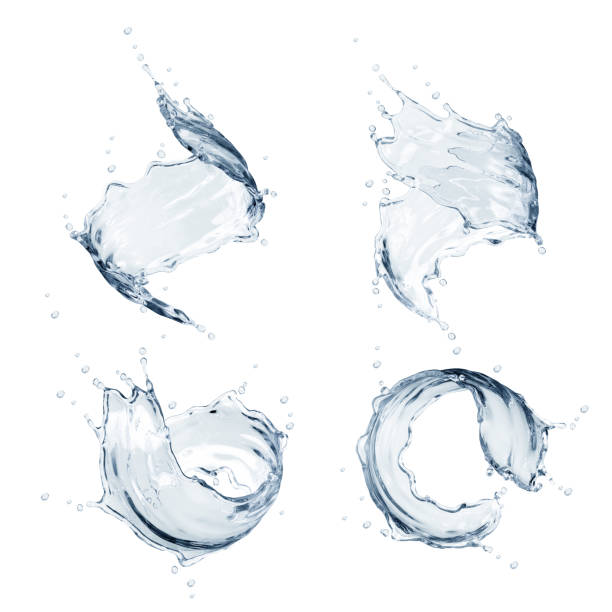istock 3d render, water splashes collection, clear liquid splashing clip art, isolated on white background, drink, vodka, spirit, design elements collection 956981760