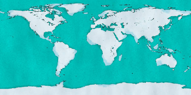 istock World map, hand drawn, illustrated brushstrokes, geographical map, physical 956982376