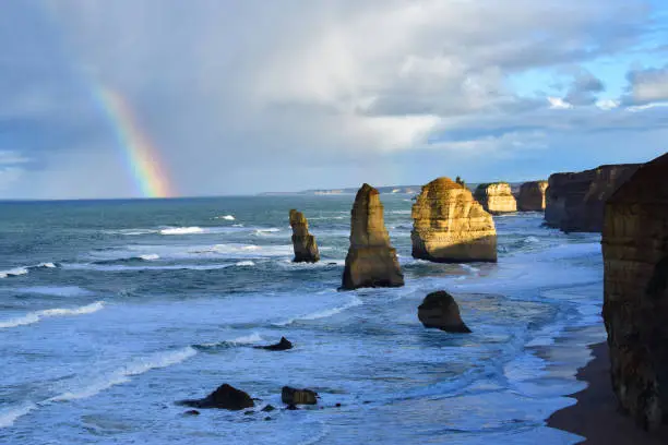 The Twelve Apostles and the Rainbow on the Great Ocean Road Australia