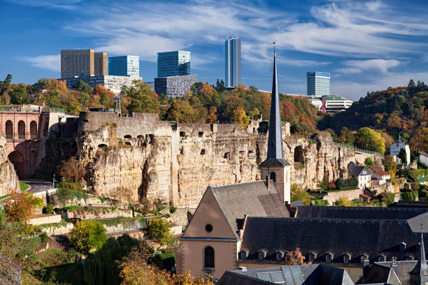Historical buildings of the city center and downtown of Luxemburg city.