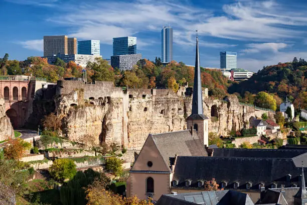 Luxembourg old town view in autumn.