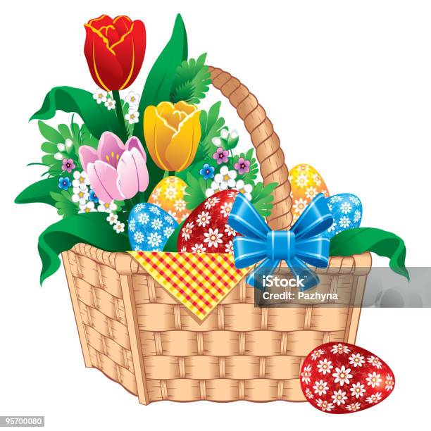 Easter Basket Stock Vektor Art und mehr Bilder von Baumblüte - Baumblüte, Blatt - Pflanzenbestandteile, Blume