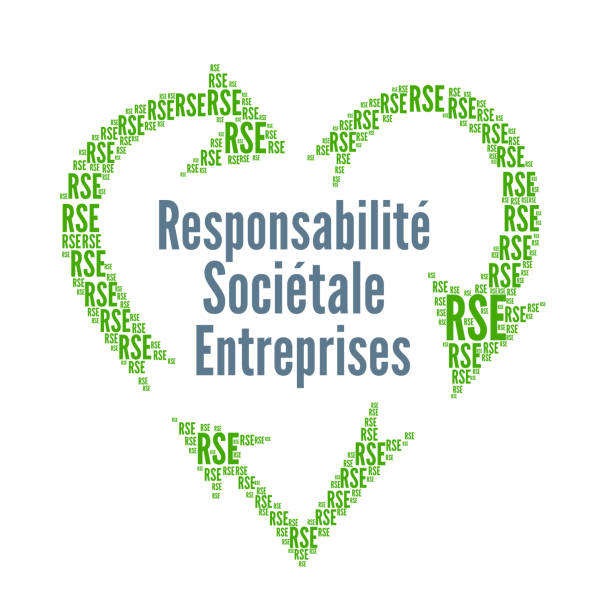 Corporate social responsibility called responsabilite societale entreprise in French Corporate social responsibility called responsabilite societale entreprise in French rse stock illustrations