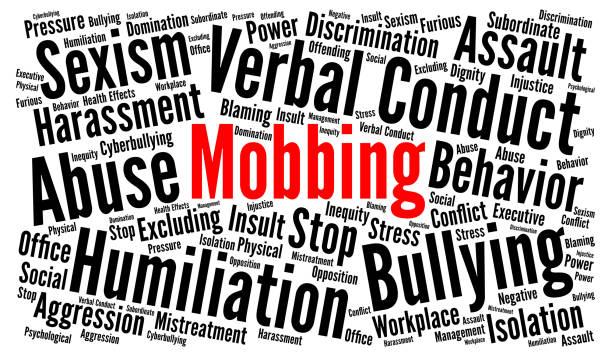Mobbing word cloud concept Mobbing word cloud concept illustration mob boss stock illustrations