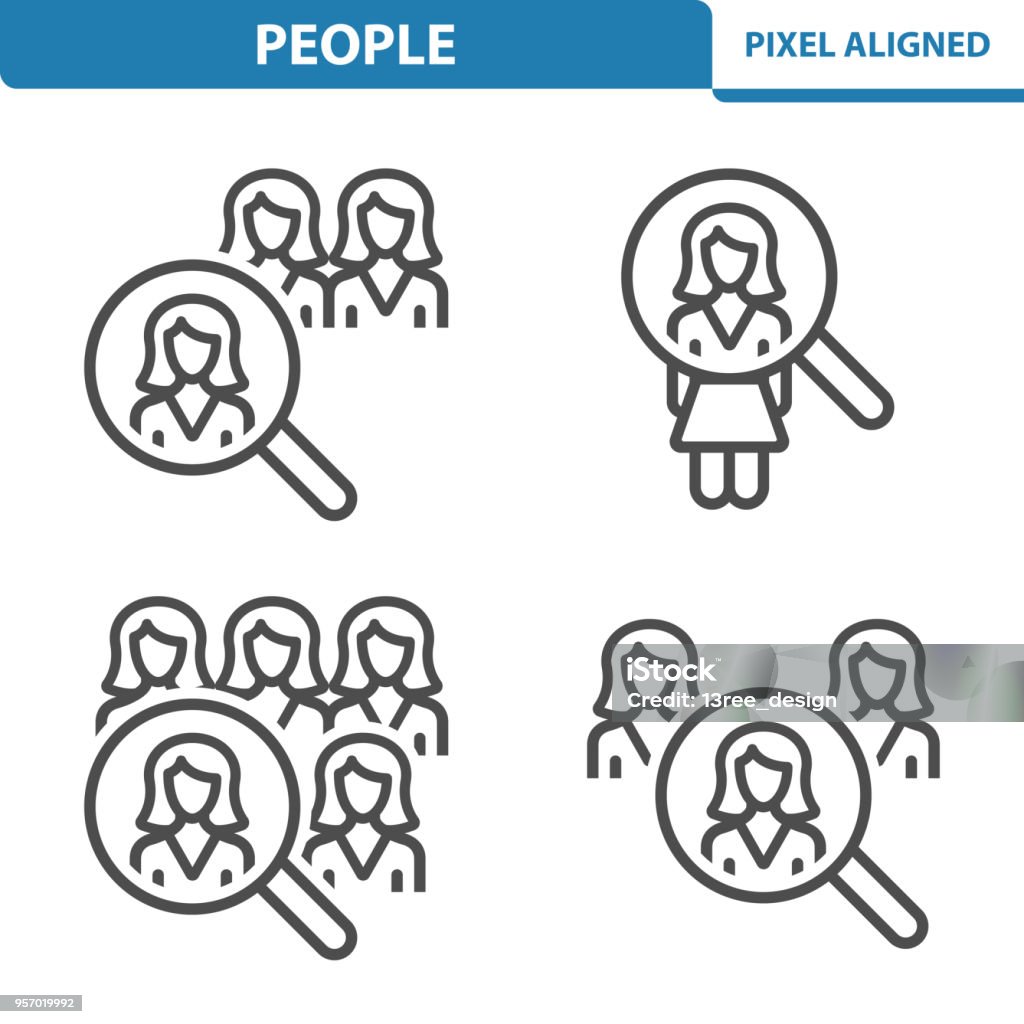 People Icons Professional, pixel perfect icons, EPS 10 format.  Designed at 32x32 pixel size. 5x magnification for preview. One Woman Only stock vector