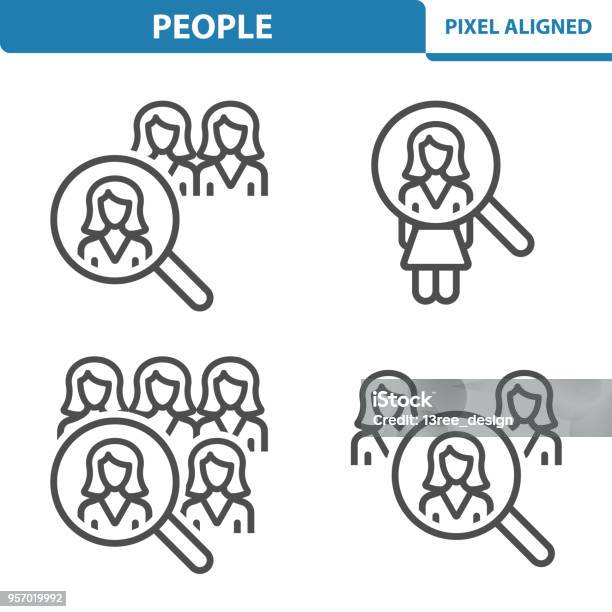 People Icons Stock Illustration - Download Image Now - One Woman Only, Women, Adult