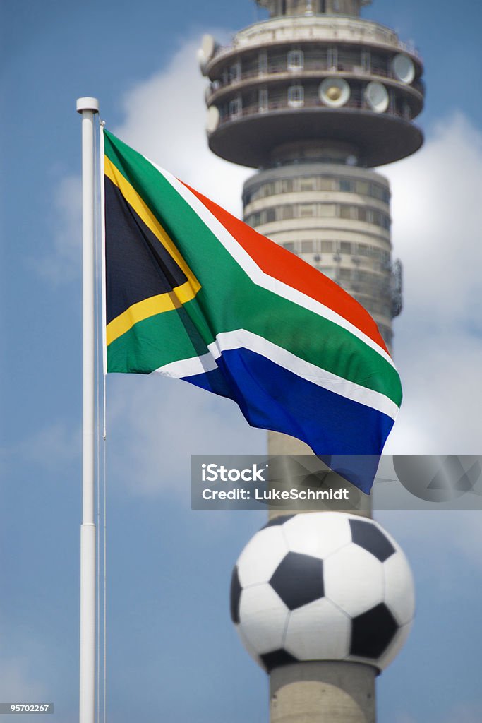 Bandeira Sul-africana de futebol World Cup 2010 - Foto de stock de 2010 royalty-free