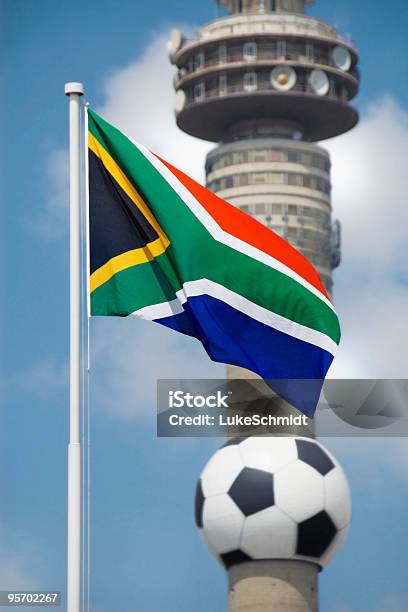 Foto de Bandeira Sulafricana De Futebol World Cup 2010 e mais fotos de stock de 2010 - 2010, Bandeira, Bola