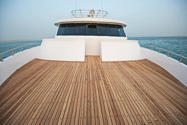 istock View over the bow over a large motor yacht 957023872