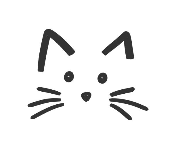 ilustraciones, imágenes clip art, dibujos animados e iconos de stock de icono de cara de gato lindo - whisker