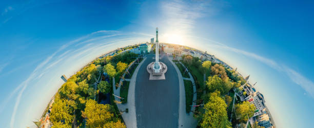 istock Riga City Old Town Monument Milda drone 360 vr view 957027594
