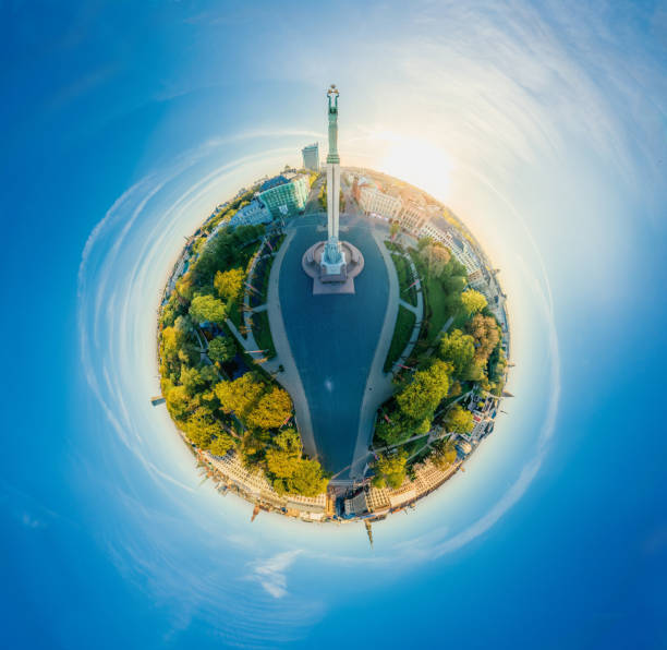 istock Riga City Old Town Monument Milda drone 360 vr view 957030612