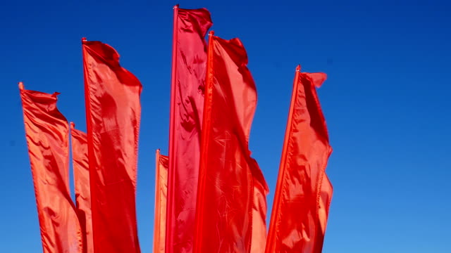 Scarlet flags.