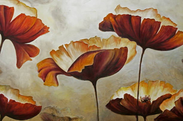 Painting poppies with texture stock photo