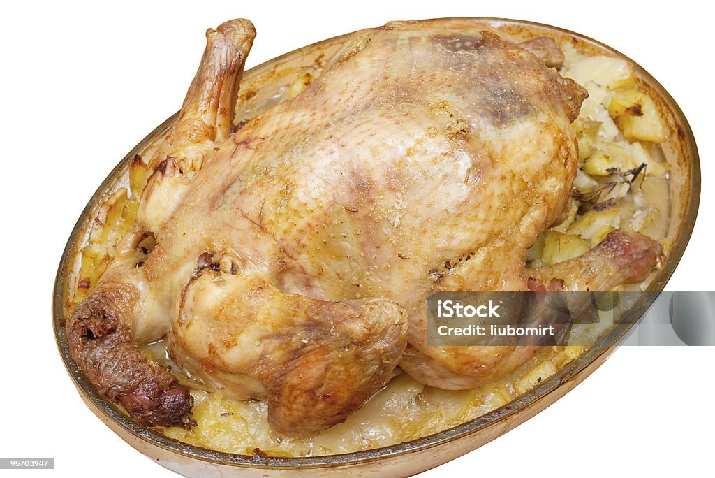 Pollo arrosto con patate - Foto stock royalty-free di Alimentazione non salutare