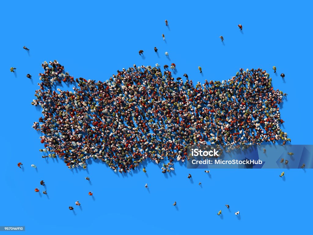 Menschliche Masse bilden eine Türkei Karte: Bevölkerung und Social-Media-Konzept - Lizenzfrei Bevölkerungsexplosion Stock-Foto