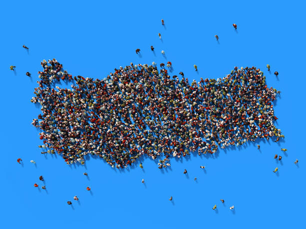 istock Human Crowd Forming A Turkey Map: Population And Social Media Concept 957046910