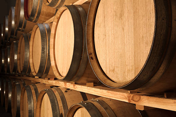 istock Oak barrels maturing red wine and brandy 95705019