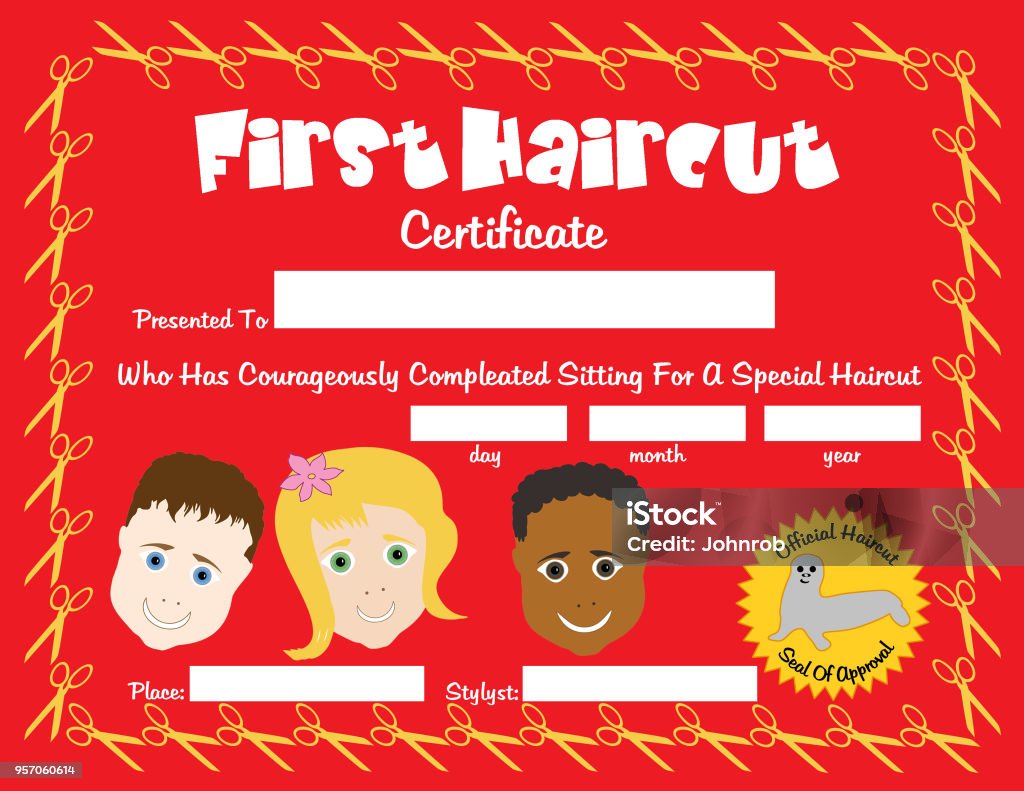 Haircut Certificate For Toddlers 11 X 85 Stock Illustration - Download Image Now - Barber Shop, Diploma, Achievement - iStock haircut-certificate-for-toddlers-11-x-85-stock-illustration-download-image-now-barber-shop-diploma-achievement-istock