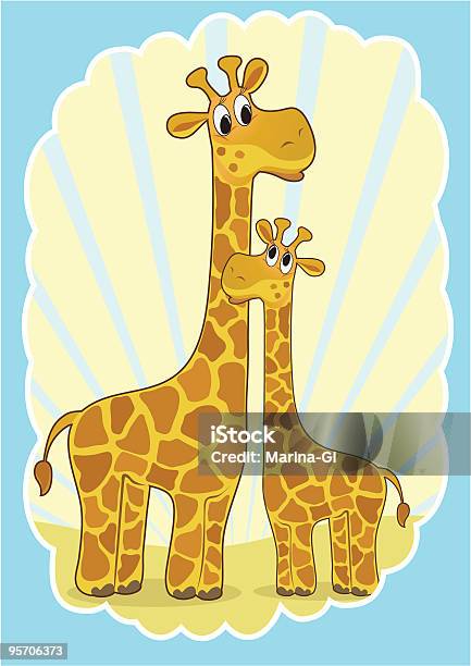 Mãe E Bebê Girafagirafa - Arte vetorial de stock e mais imagens de Amor - Amor, Animal, Animal de Safari