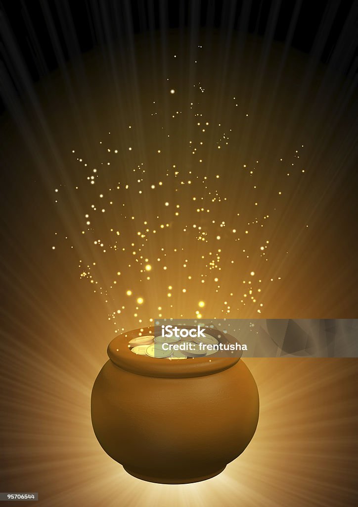 Горшок с золотыми монетами - Стоковые фото Аборигенная культура роялти-фри
