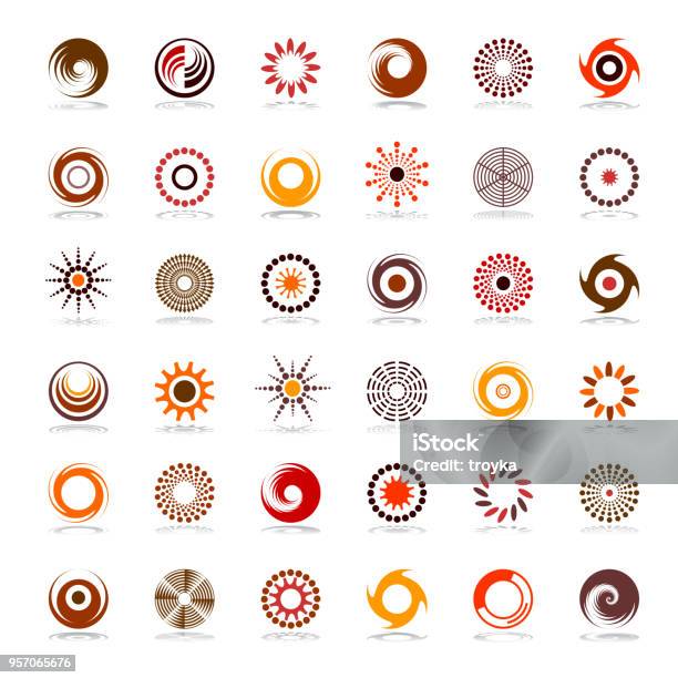 Design Elements Set Stock Illustration - Download Image Now - Logo, Spiral, Abstract