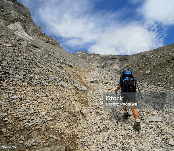 Caminhada Cima De Montanha Trail - Fotografias de stock e mais imagens de Adulto - Adulto, Alberta, Ao Ar Livre