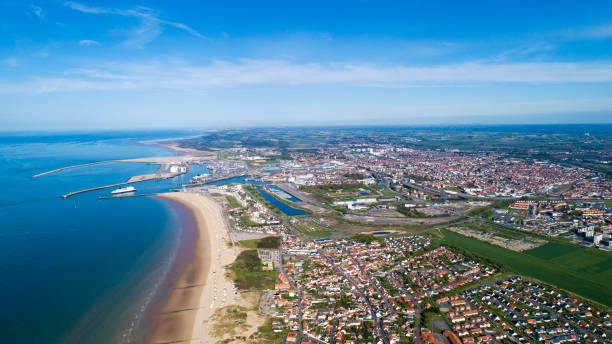 Aerial photography of Calais, France stock photo